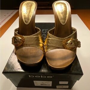 Bebe Shimmering Gold Footwear